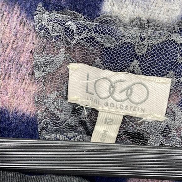 LOGO by Lori Goldstein Mauve Camo Quilted jacket fleece warm size 12 wool blend - Picture 5 of 6